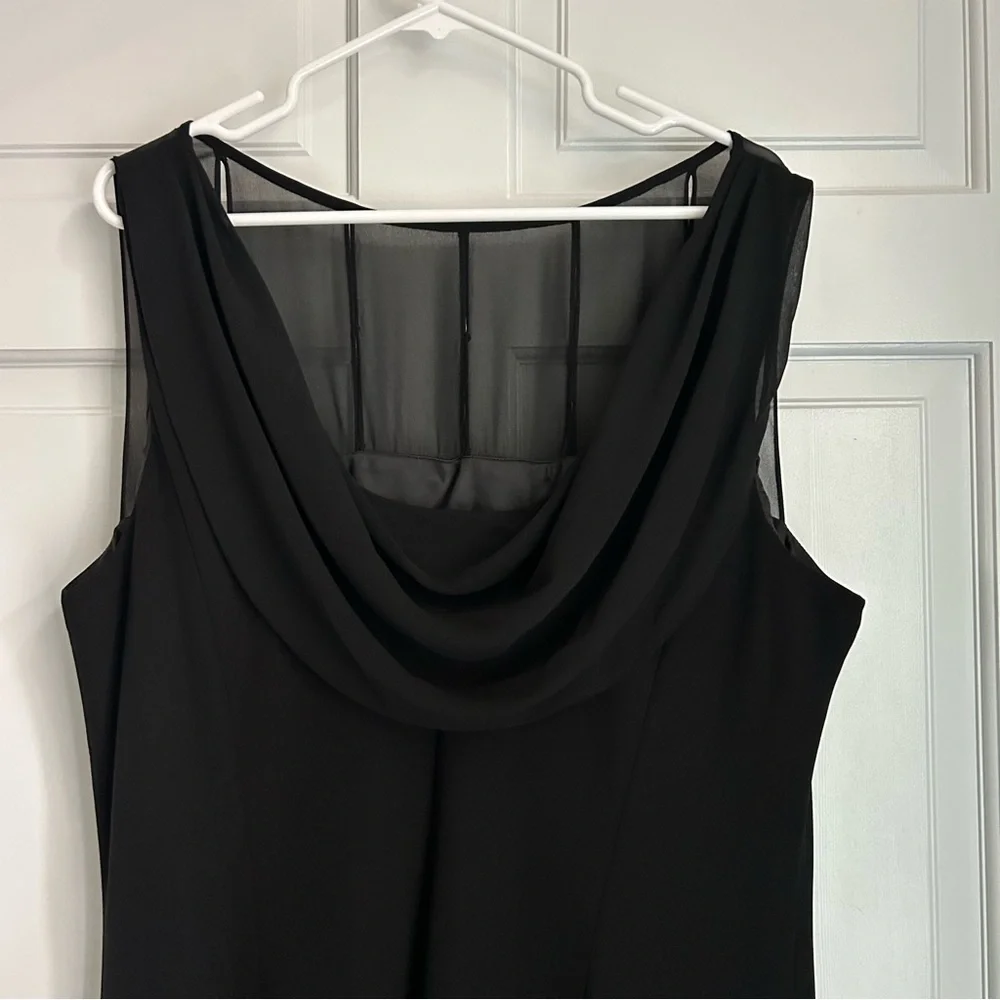 Jones New York Black Lined Cocktail Dress W/ Rhinestones Draped Back 20W - Picture 3 of 11